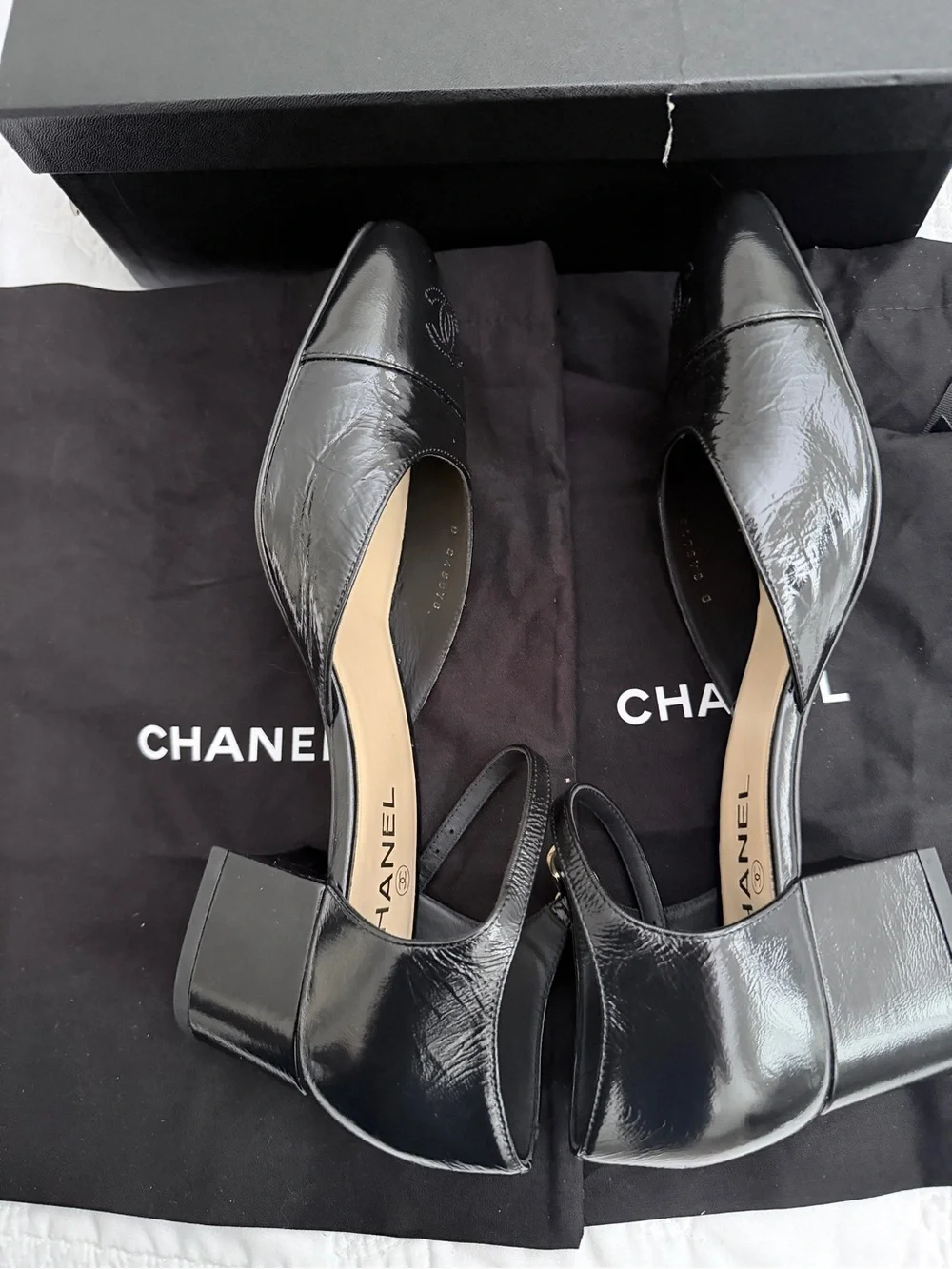 Authentic CHANEL Black Mary Janes 42